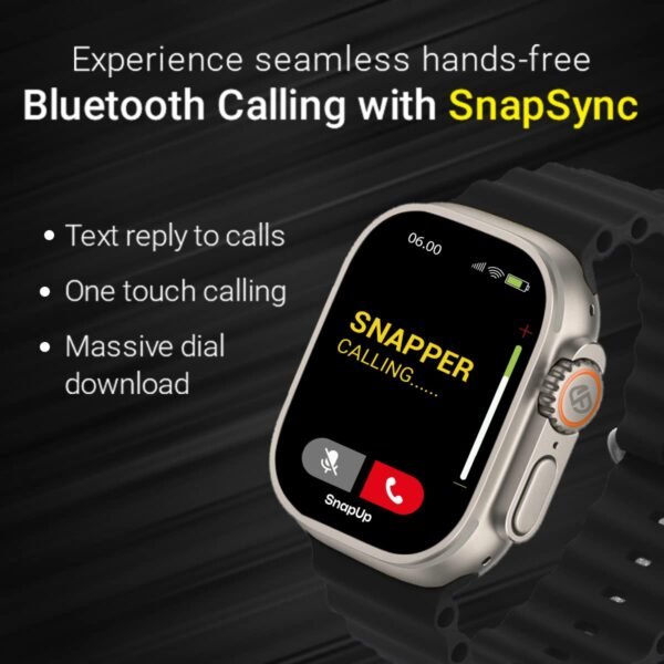 SnapUp Infinity Bluetooth Calling Smartwatch with Snap Sync, 1.99” HD Lumax Display with 600 Nits Brightness, 100+ Sports Modes, Health Suite, 150+ Smart Watch Faces - Champagne Black