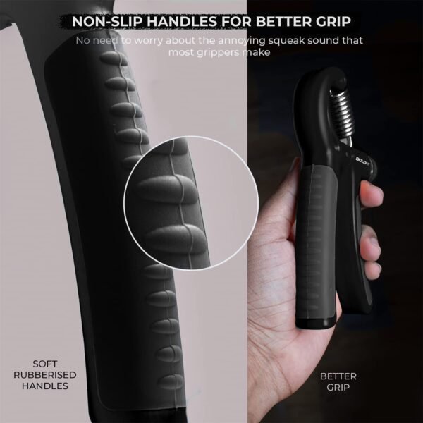 Boldfit Adjustable Hand Grip Strengthener, Hand Gripper for Men & Women for Gym Workout Hand Exercise Equipment to Use in Home for Forearm Exercise, Finger Exercise Power Gripper (5-60 Kg) Black