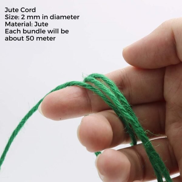 ecofynd Garden Twine, 50 Mtr 2mm Green Plant Ties, Strong Jute Twine String for Climbing Plants, Tomatoes, Crafts and Decoration, Trellising Wire for Home (2mm, 50 Meters, Dark Green)
