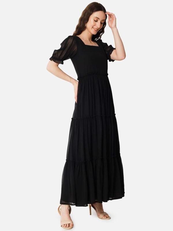 Femvy Designer Georgette Solid Gown for Women 761
