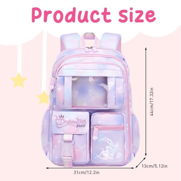 PALAY® School Backpacks for Girls Stylish School Bags for Girls Kids 7-12 Years Old Cartoon Water Resistant Backpack Durable Burden Relief School Bag Children's Day Birthday Gift for Girls