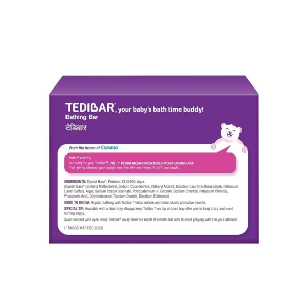 Tedibar Baby Bathing Bar | For Baby’s Sensitive Skin | Gentle Cleansing, Skin-friendly, pH 5.5, 75gm, Pack of 3
