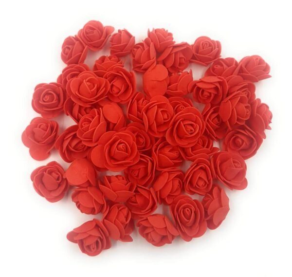 SATYAM KRAFT 50 Pcs Artificial Rose Fake Flowers Water Floating Flowers,Festival and Events, Home, Bedroom, Anniversary, Deepawali Decoration Items and DIY Craft (Foam Material) (Red)