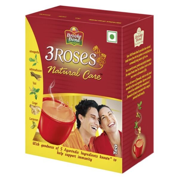Brooke Bond Red Label Ginger, Brooke Bond 3 Roses Natural Care Tea, With 5 Ayurvedic Ingredients, 100 Gram, Powder