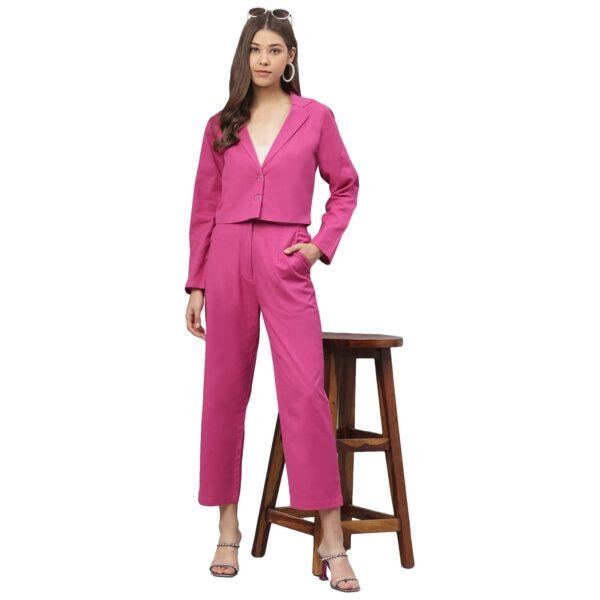 DEEBACO Women's Cotton Relaxed Fit|Cord Set for Women Western Suit|Suit Set|Two Piece Dress for Women Western|Dress for Women|Coord Sets|Two Piece Outfit|Dress for Girls (Magenta, Black)