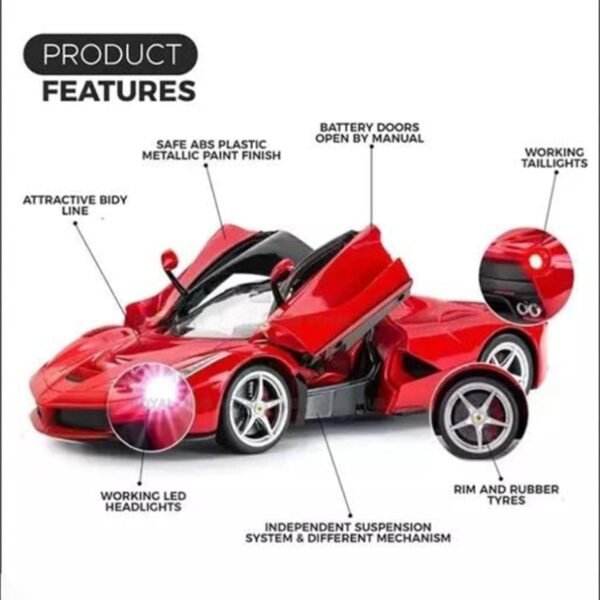 FAMOUS QUALITY Big Size Remote Controlled Sports Racer Car Toy for Kids with Openable Doors and LED Lights and Sound High Speed RC Car for Boys
