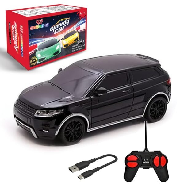 Wembley RC Car Rechargeable Remote Control Car for Kids Mini 1:24 Scale High Speed Racing Car - Black