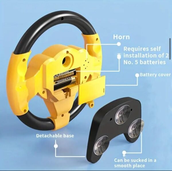 ACROWN Steering Wheel Toy Simulate Driving Car Copilot Steering Wheel Electric Baby Toys with Sound Driving Vocal Toy Kids Musical Educational Stroller Color Yellow [ Pack of 1 ]