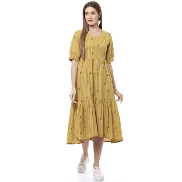 Rangriti Women's Cotton Fit and Flare Knee-Length Dress