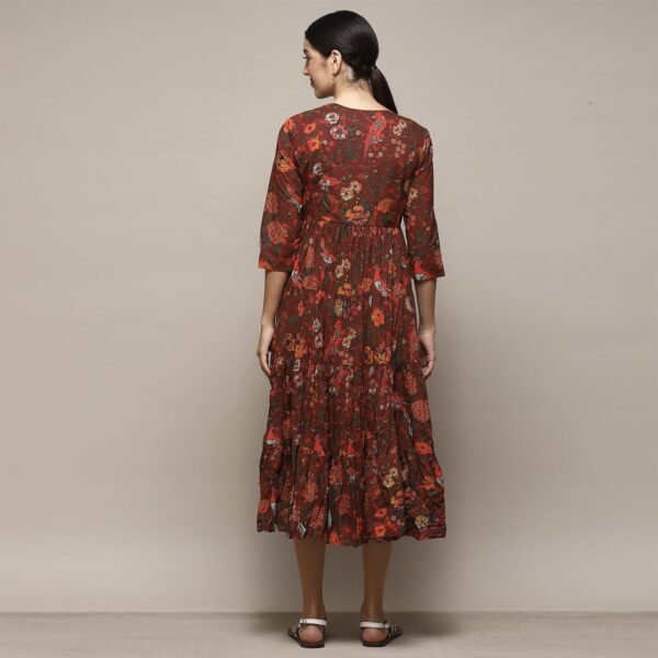 BIBA Women Cotton Flared Printed Ankle Length Dress