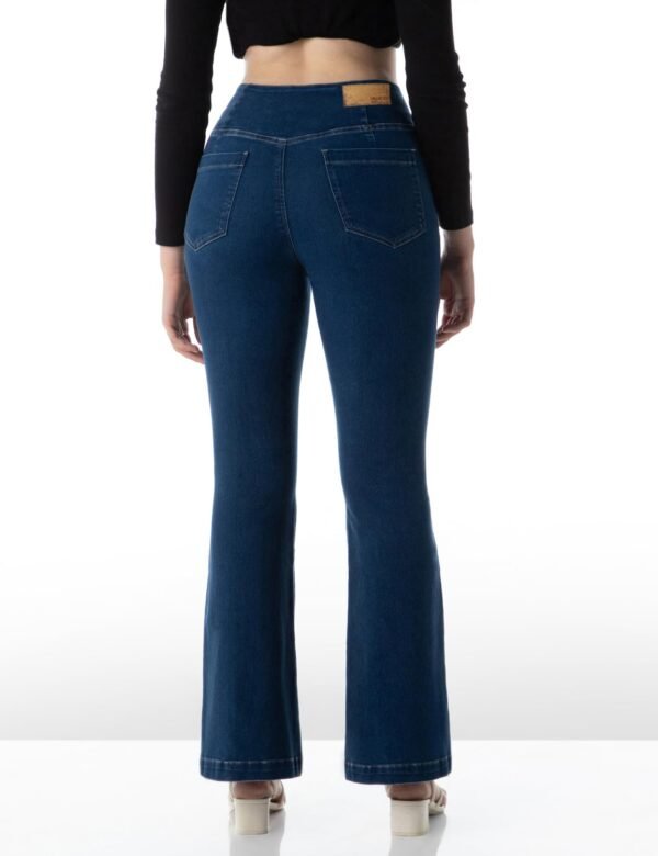 INKD Women's Flared Pull-on Jeans - Mid-Rise| Enzyme Wash and Slant Waistband