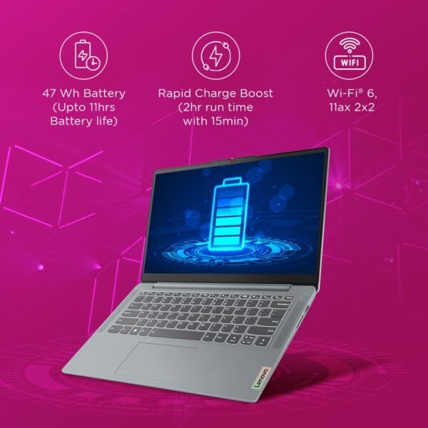 Lenovo IdeaPad Slim 3 12th Gen Intel Core i5-12450H 14" (35.5cm) FHD 250 Nits Thin & Light Laptop (16GB/512GB SSD/Win 11/Office 21/1Yr ADP Free/Alexa built-in/3 mon. Game Pass/Grey/1.37Kg), 83EQ005VIN