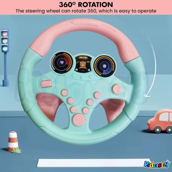 Kidology Musical Toys, Kids Steering Wheel Toy for Backseat with Car Key Pretend Driving Simulated Driving with Light & Music | Interactive Driving Wheel with Music