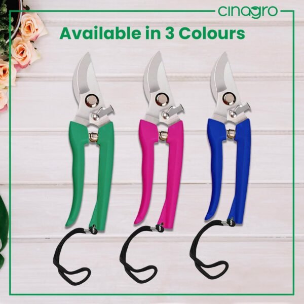 Cinagro Hand Pruner Cutter - 1 Pc, Heavy Duty Gardening Tools Grass Cutter, Plant Cutter for Home Garden, Wood Branch Trimmer, Garden Tools Grass Cutting Accessories (Steel Blades, Green)