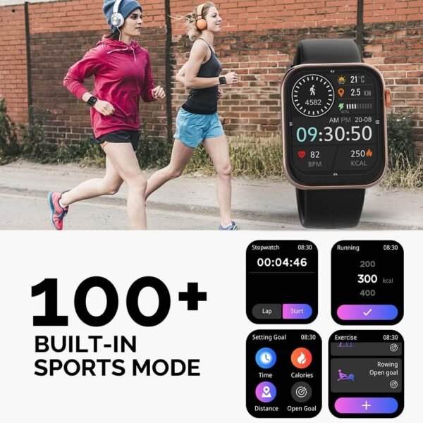 Maxima Typhoon Smart Watch 1.9" Ultra HD Display,600 Nits, Bluetooth Calling, AI Voice Assistant, Advanced Chipset,100+ Sports Mode, AI Health Monitoring, Metallic Design (Rose Gold Black)