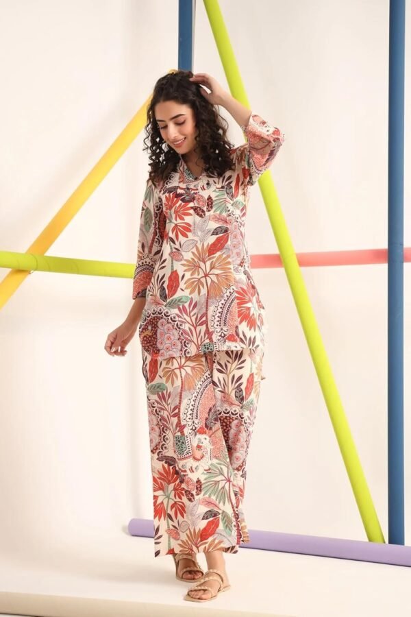 KLOSIA Viscose Women Kurta Set For Women|Co-Ords Set|Kurta Pant Set|Coordinate Set|Summer Suit|Printed Short Kurti With Pant Set|