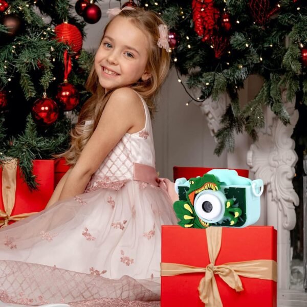 HARVI ENTERPRISE Digital Camera Toy for Kids with Cartoon Silicon Cover,HD Digital Video Camera for 3 4 5 6 7 8 9 10 11 12 Years Old Boys Girls,Christmas Birthday Gifts (T-REX-Green)