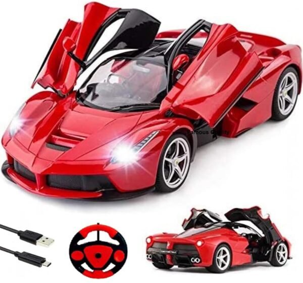 FAMOUS QUALITY Big Size Remote Controlled Sports Racer Car Toy for Kids with Openable Doors and LED Lights and Sound High Speed RC Car for Boys