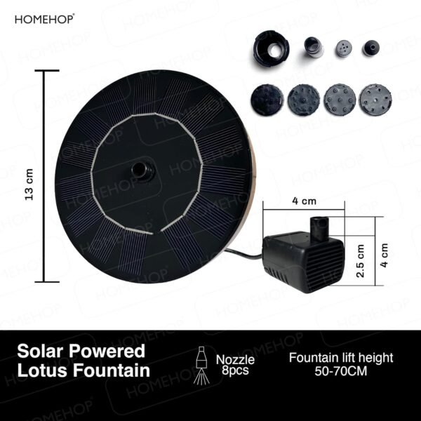 Homehop Solar Fountain For Garden Decorative Waterfall Sprinkler Floating Pump For Home Outdoor, Pond, Aquarium, and Pool With 8 Nozzles (ABS)