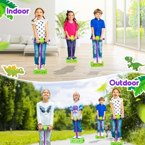 CUUGO LET'S GO! CG Pogo Stick Toys for 3-12 Year Old Boys, Outdoor Toys Gifts for 3-12 Year Old Boys Pogo Stick for Kids Age 7 and Up Birthday Stocking Stuffers (Green Dinosaur)