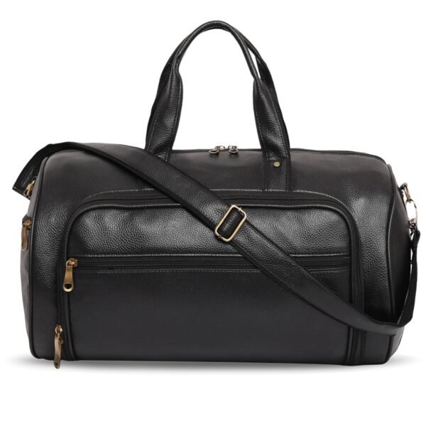 UNIBO Unisex Leatherette Weekender Adjustable & Detachable Shoulder Strap Padded Handle Duffel Bag 32 L with Laptop Compartment (Black)