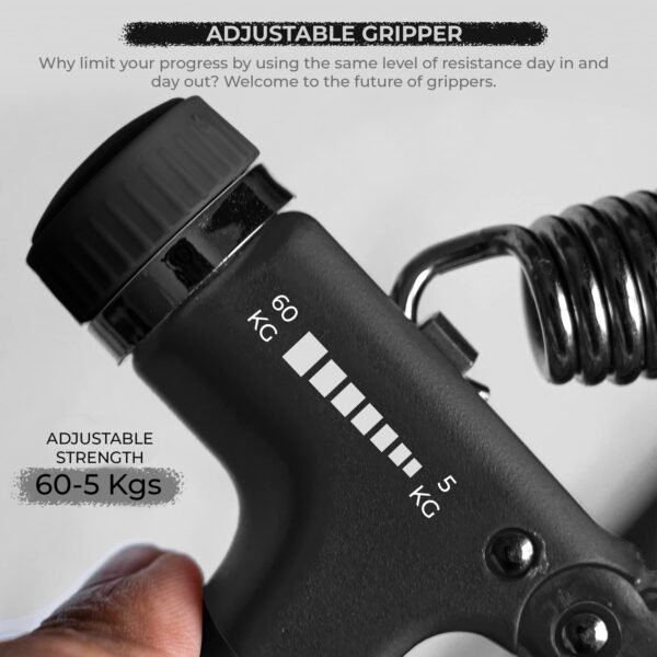 Boldfit Adjustable Hand Grip Strengthener, Hand Gripper for Men & Women for Gym Workout Hand Exercise Equipment to Use in Home for Forearm Exercise, Finger Exercise Power Gripper (5-60 Kg) Black