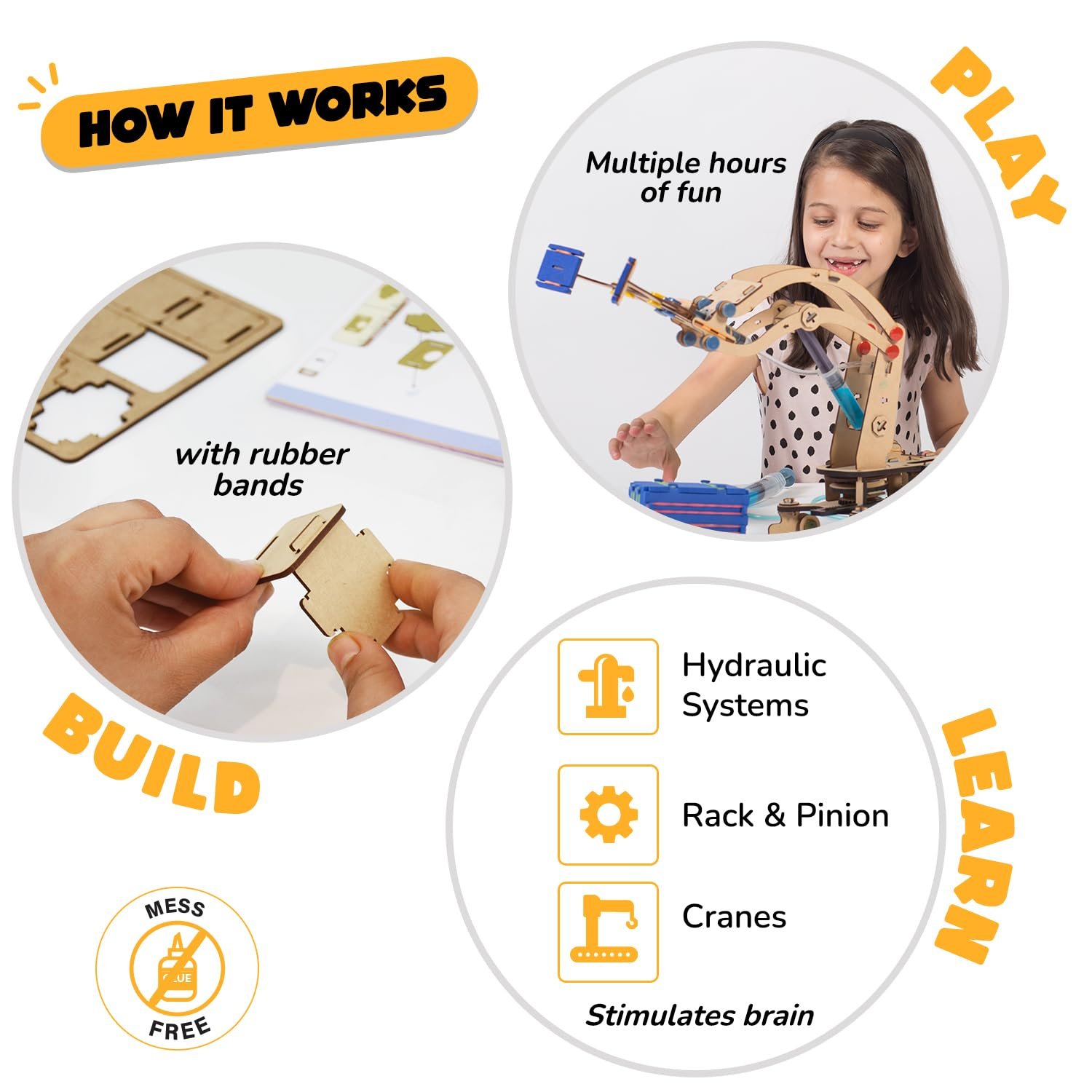 Smartivity Hydraulic Crane, STEM DIY Fun Toy, Educational & Construction Based Activity Game Kit for Kids 6 to 14, Best Birthday Gift for Boys & Girls 6-8-10-12-14 Years Old, Made in India