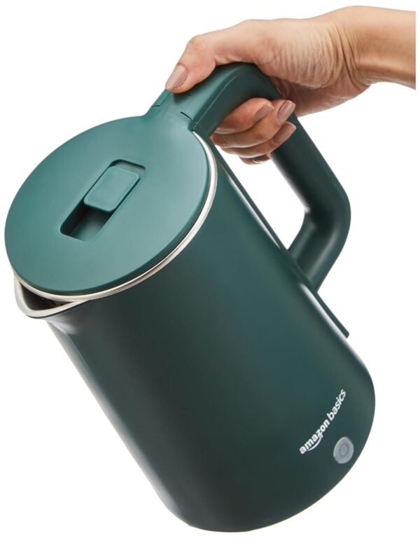 Amazon Basics 1.5L Cool Touch Electric Kettle | 1500 Watt | Stainless Steel Body | Auto Cut-Off | Triple Safety Protection (Green)