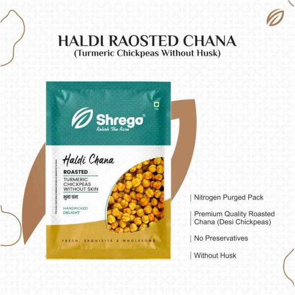 Shrego Haldi Roasted Whole Chana (Turmeric Chickpeas Without Husk) Vacuum Packed (360 gm)