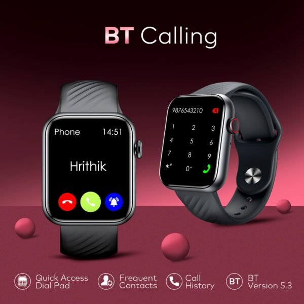 itel ICON-2 Smartwatch with BT Calling, 1.83" HD Display, 550 nits Peak Brightness, Functional Crown, IP68, 150+ Watch Faces, 24Hr Health Monitor and Voice Assistant (Black)