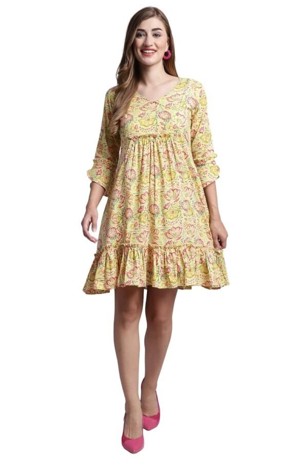 Rajnandini Women's Pure Cambric Cotton Printed Mini Western Dress (Jopljpr307-P)
