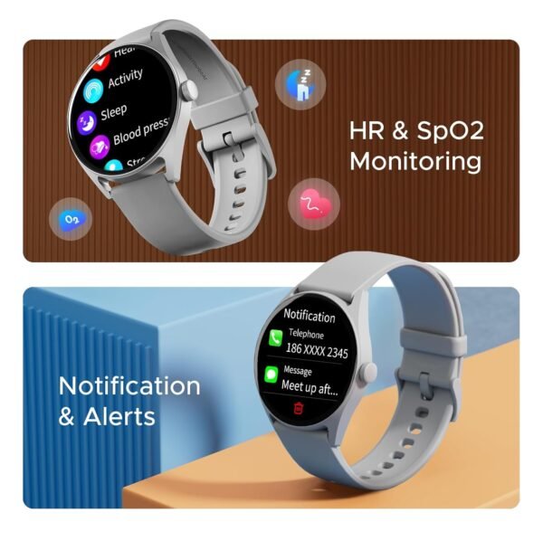 boAt Lunar Link Smart Watch w/ 1.4" (3.5 cm) HD Display, Advanced BT Calling, Multiple Sports Mode, Cloud & Custom Watch Faces, Music and Camera Control, IP67, HR & SpO2 Monitoring(Grey)