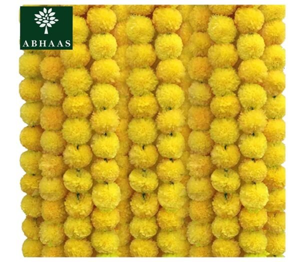 ABHAAS 10 Pcs Indian Handmade Artificial Marigold Garland Flowers for Decoration Long for Door Decoration Toran Genda Phool for Wedding/Festivals|4.2-4.9Ft| 5 Yellow + 5 Orange|10 Strings