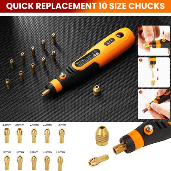 Verilux® 45pcs Mini Cordless Drill Machine, 900Ah USB Rechargeable 3 Speed Small Drill Machine for Craft, Drill Machines for Eng