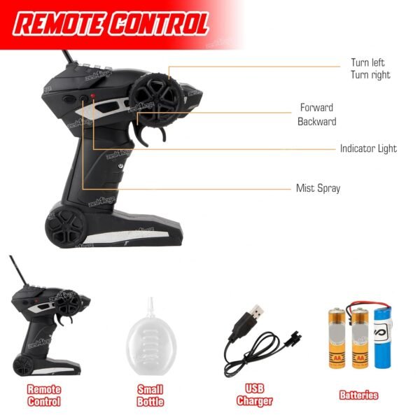 Zest 4 Toyz Remote Control Car for Kids with Mist Smoke Spray Function 2 WD Monster Truck Rock Crawler Climbing RC Toy Vehicle Car for Boys and Girls-Red