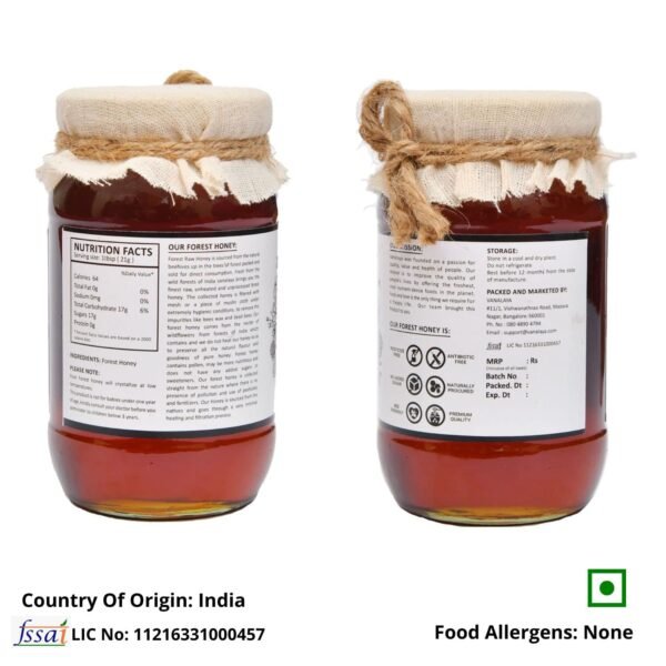 Vanalaya Forest Honey Raw Unprocessed Unpasteurized Pure natural organic honey for weight loss (500Gm)