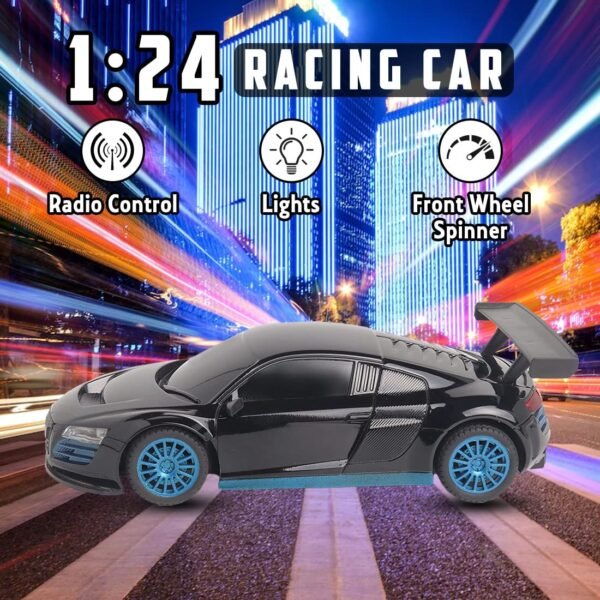Wembley Rechargeable Remote Control Car For Kids | High Speed Mini Rc Car 1:24 Scale Racing Remote Car - Bis Approved - Black