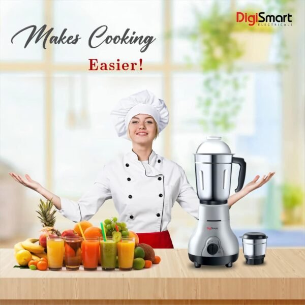 DigiSmart Kitchen Mate Powerful 600 Watt Mixer Grinder (Gray and Black) | 2 Jar | Comes With 2 Year Warranty (BLACK & GRAY)