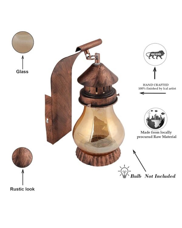 Homesake Wall Light Antique Home Decor Wall Lamp, Mandir Balcony Decoration Items Outdoor, Lanterns Home Decor Items for Living Room, Diwali Decoration Items for Home Decor (Pack of 1)