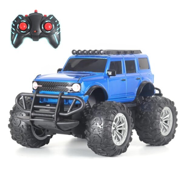 Popsugar Off Roader Rechargeable Remote Control Car | Monster Truck with 2 Speeds | 4 Headlight Modes | Lithium Battery | C-Type Charging | Remote Control Car for Kids | Made in India, Blue