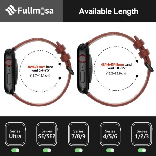 Fullmosa Leather Band Compatible with Apple Watch 49mm 45mm 44mm 42mm 38mm 40mm 41mm Women Men Band Strap for iWatch SE2/SE/Ultra 49mm/8/7/6/5/4/3/2/1,42mm 44mm 45mm 49mm Brown