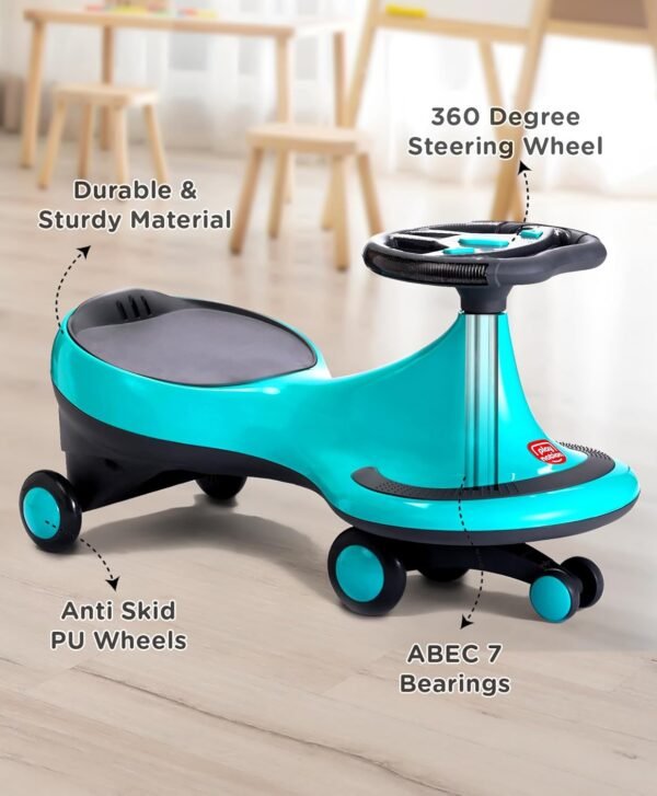 Play Nation Premium Kids Swing Car with Light & Music for 3 to 5 Years Kids, Magic Twister Ride, Toy Car with Scratch Free PU Wheels, Push Ride on Baby Car, 100 Kgs Weight Capacity, Boy, Girl (Blue)