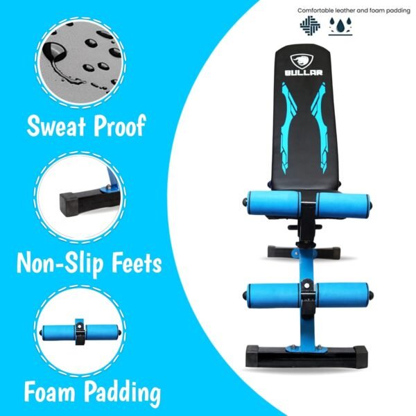 BULLAR, gym bench, bench for home gym, perfect gym bench for home workout, idol for bench press, and squat rack (Adjustable bench (blue))
