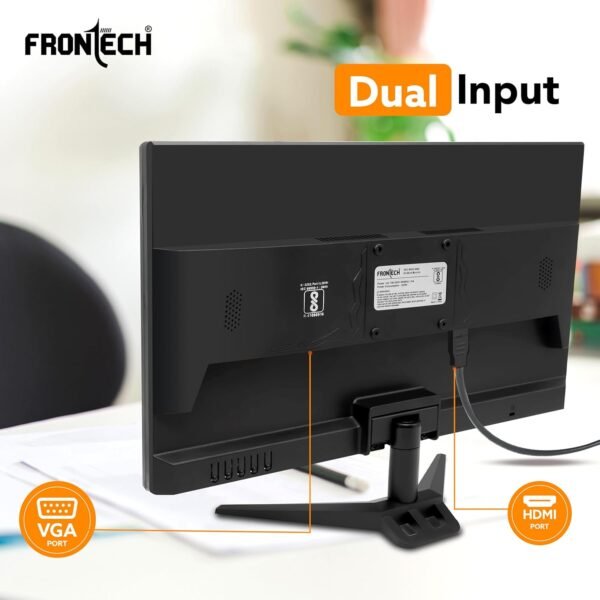FRONTECH 22 Inch HD LED Monitor | Refresh Rate 60 Hz, 1680 X 1050 Pixels | Wall Mountable Slim & Stylish Design with 16.7M Colors| HDMI & VGA Ports, Built-in Power Supply (MON-0060,Black)