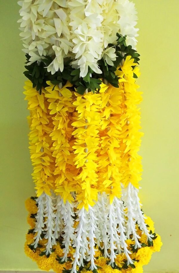 AFARZA; CHOICE GOOD FEEL GOOD Artificial Flower Garland Toran For Door Entrance Home Decoration Hanging 4 Pieces 5 Feet (White-Yellow)