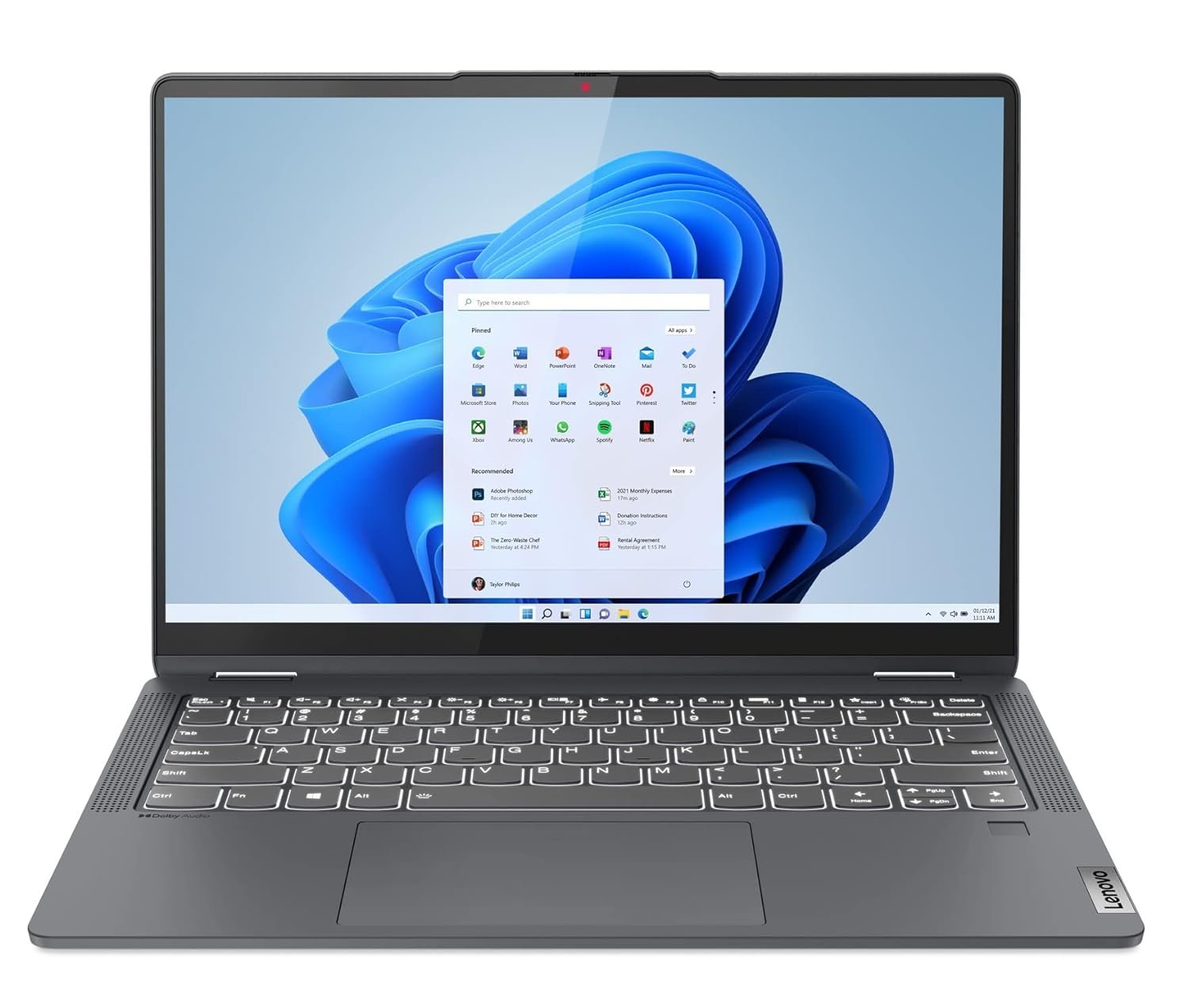 Lenovo IdeaPad Flex 5 AMD Ryzen 5 5500U 14" (35.56cm) WUXGA IPS 2-in-1 Convertible Touchscreen Laptop (16GB/512GB SDD/Win11/Office 2021/Backlit/FPR/3months Game Pass/Storm Grey/1.55Kg), 82R9005JIN