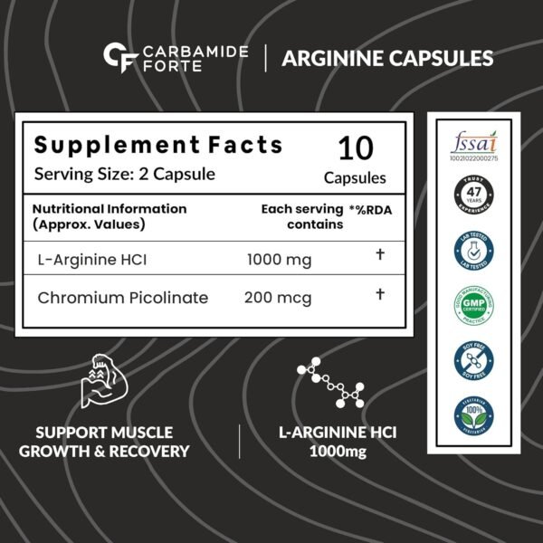 Carbamide Forte L Arginine 1000mg Supplement Per Serving - 10 Veg Capsules