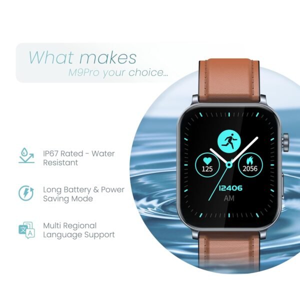 CELLECOR M9 Pro Blaze, 2.01" Amoled Display with Rotating Crown, Voice Assistance, Advanced Chipset, BT Calling, Fast Charge, 100+ Sports Mode & Watch Faces, Upto 5 Day Battery, IP67 (Brown)