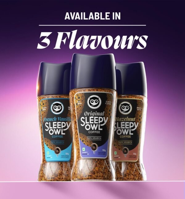 Sleepy Owl Original 100% Arabica Instant Coffee | Freeze Dried Coffee Powder - 100g | Make Café Style Hot or Cold Coffee, black Coffee, Cappuccino, Latte at Home