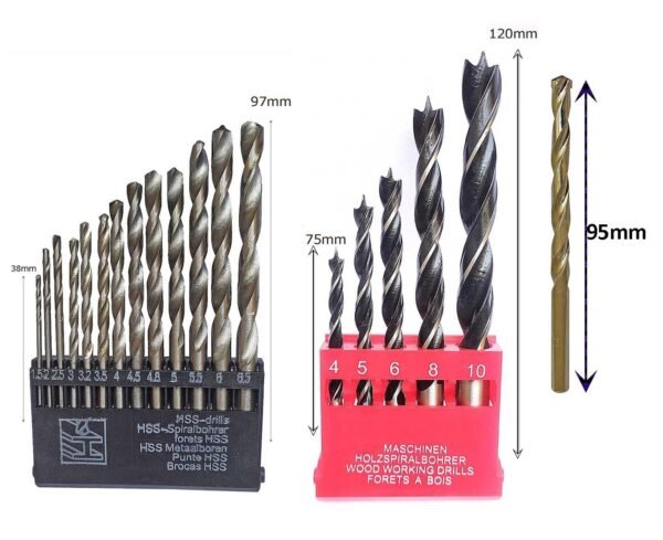 Inditrust New 6 Month Warranty 10mm Reversible Electric drill machine 450 W with 1pc Masonry 5pc Wood 6pc Hole saw 13pc HSS Woo Drill bit set (Pack of 5) Pistol Grip Drill (BLUE) 100% Copper Winding